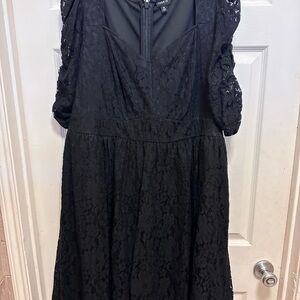 Torrid Mini Stretch Lace Ruched Sleeve Skater Dress